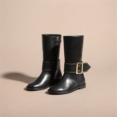 burberry belted leather riding boots|Burberry adjustable buckle boots.